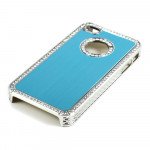 Wholesale iPhone 4 4S  Alumnium Diamond Chrome Case  (Blue-Silver)
